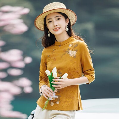 春秋新款新中式打底衬衫小个子重