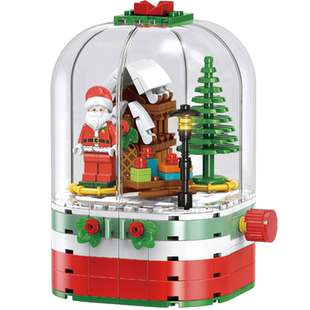 森宝积木圣诞树圣诞老人旋转小屋拼装玩具圣诞礼物益智儿童男女孩