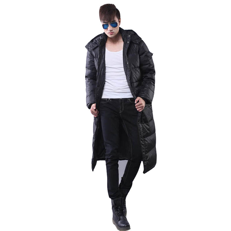 冬季男士加长款羽绒服加厚过膝棉衣加大码带帽户外运动棉服大衣