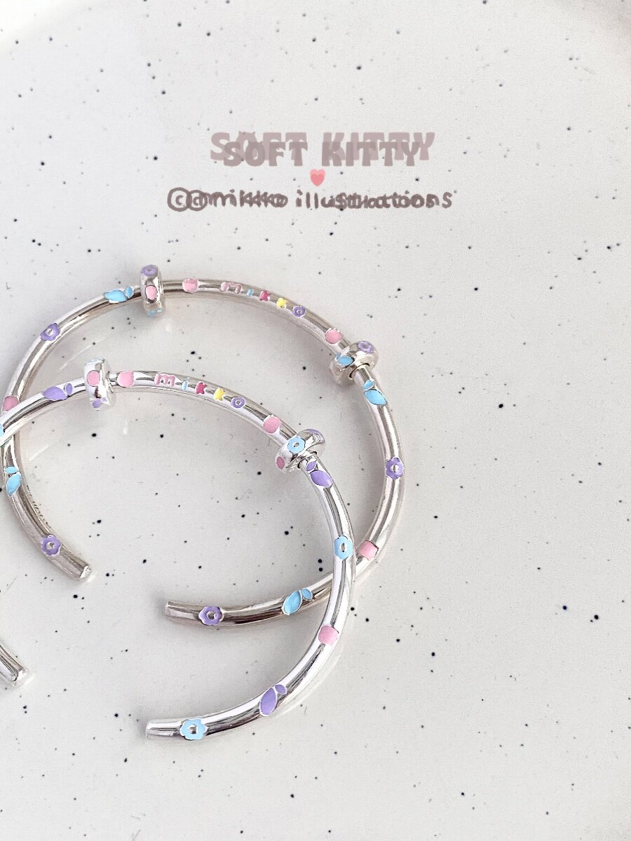SPOT MIKKO GENUINE COLLABORATION CO-BRANDED  DROP RUBBER BRACELET BEADS BASE BRACELET SINGLE BRACELET SILVER BRACELET