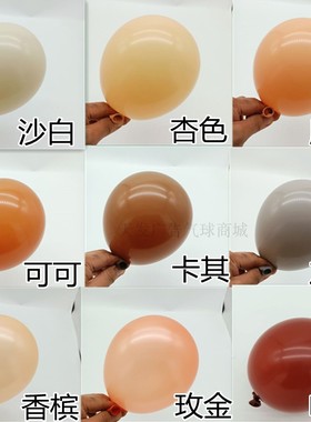 杏色肤色可可色卡其色咖啡色灰色玫瑰金香槟色沙白色生日布置气球