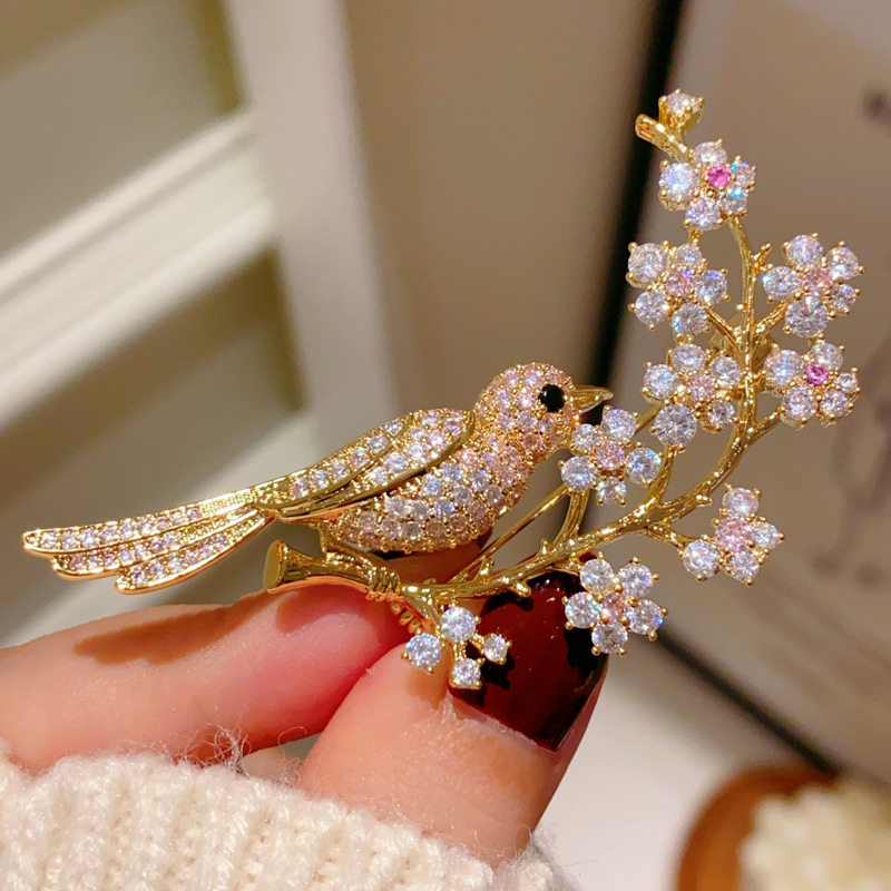 喜上眉梢喜鹊小鸟胸针高档女精致