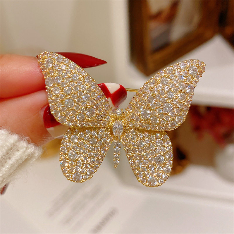 金色蝴蝶胸针女西装高档精致胸花