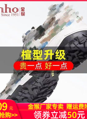 金猴春秋夏季镂空迷彩登山鞋男