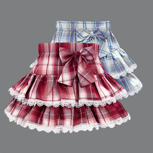 女童半身裙儿童蓬蓬裙2026春秋新款甜美格子裙突突裙女孩洋气短裙