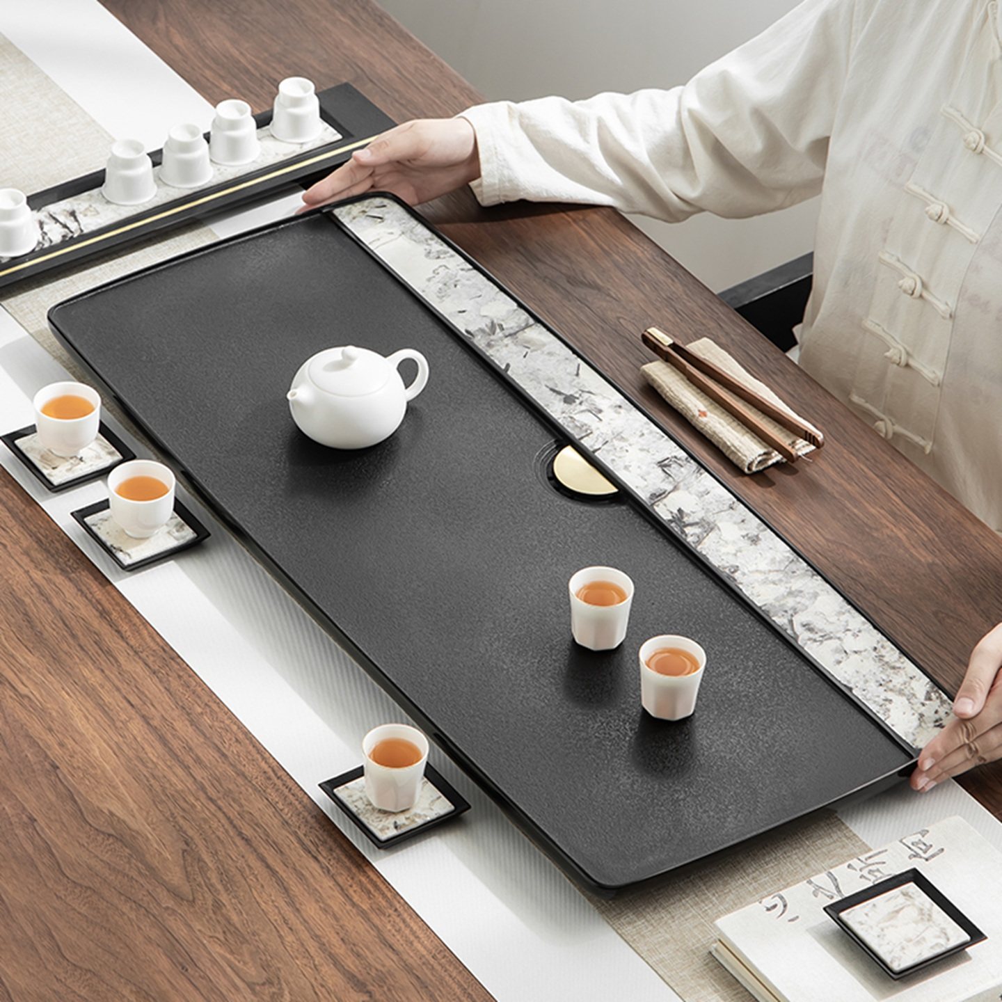 天然乌金石茶盘奢石家用简约现代轻奢高档茶台茶海功夫茶具礼品,餐饮具,茶盘,淘宝优惠券,粉丝福利购,淘宝优惠卷