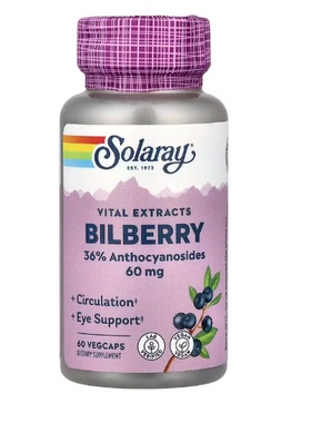Solaray bilberry 欧洲越橘 花青素 护眼 60mg60 粒素食胶囊