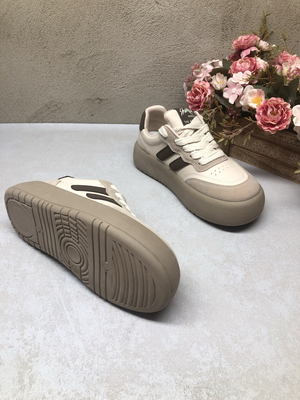 真皮15Q1281咖系带厚底面包鞋休闲百搭春秋新款舒适洋气运动