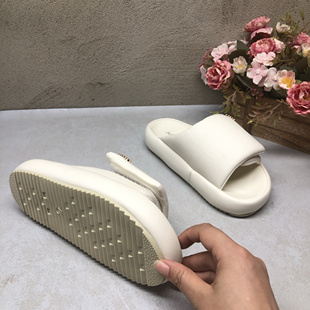 米色5Q3270厚底魔术贴防滑凉拖外穿舒适时尚新款女防滑外穿
