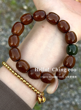 有野青青「白蜍赤乌」原创紫金鼠手串驼骨蟾蜍小尾巴菩提文玩佛珠