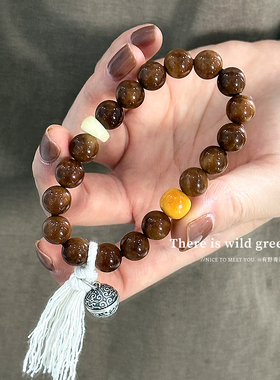 有野青青「 夹心可可 」原创设计库克圆珠小铃铛单圈文玩手串佛珠