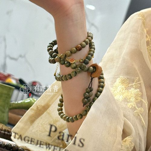 有野青青原创设计绿檀木108颗