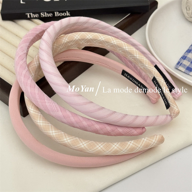 韩版小清新甜美学院风斜纹格纹布艺海绵发箍百搭细款头箍发卡发饰