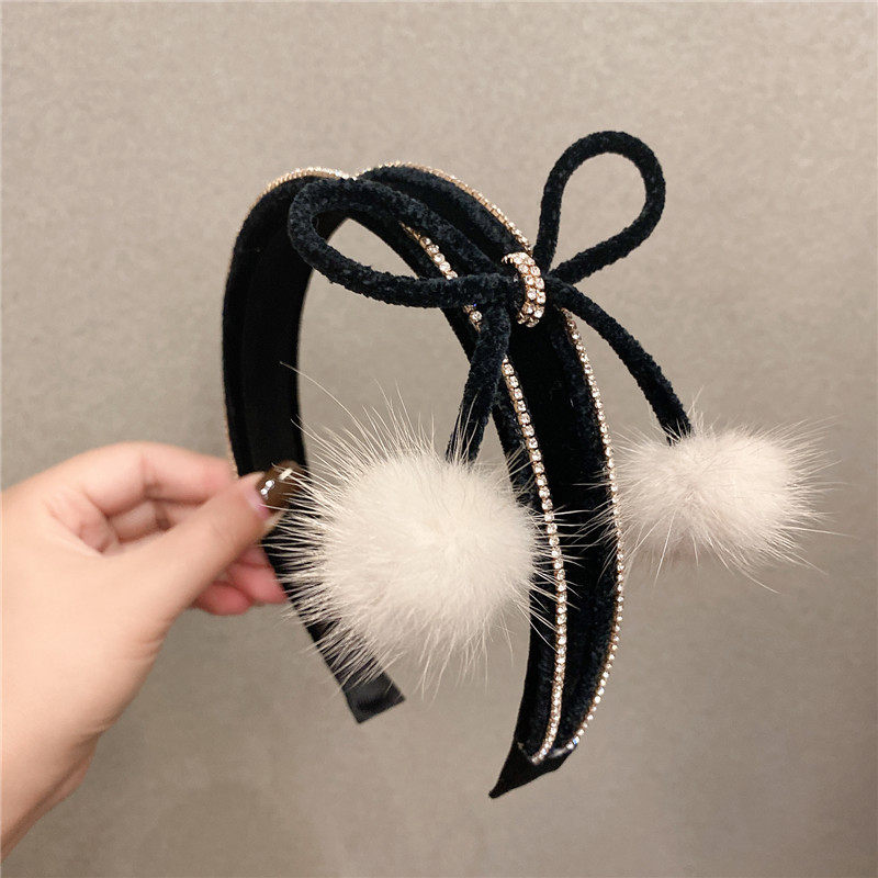 韩国网红可爱秋冬季发箍女洗脸防滑压发毛毛绒毛球头饰简约头箍潮