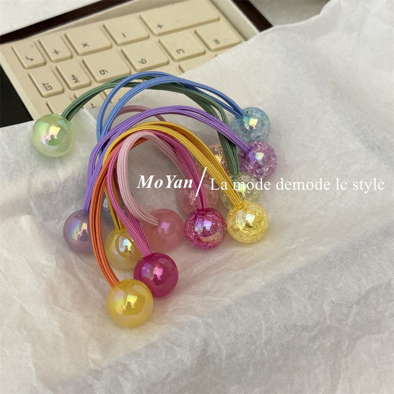 多巴胺糖果色发圈高弹力马尾双头头绳球球发绳女不伤发橡皮筋耐用