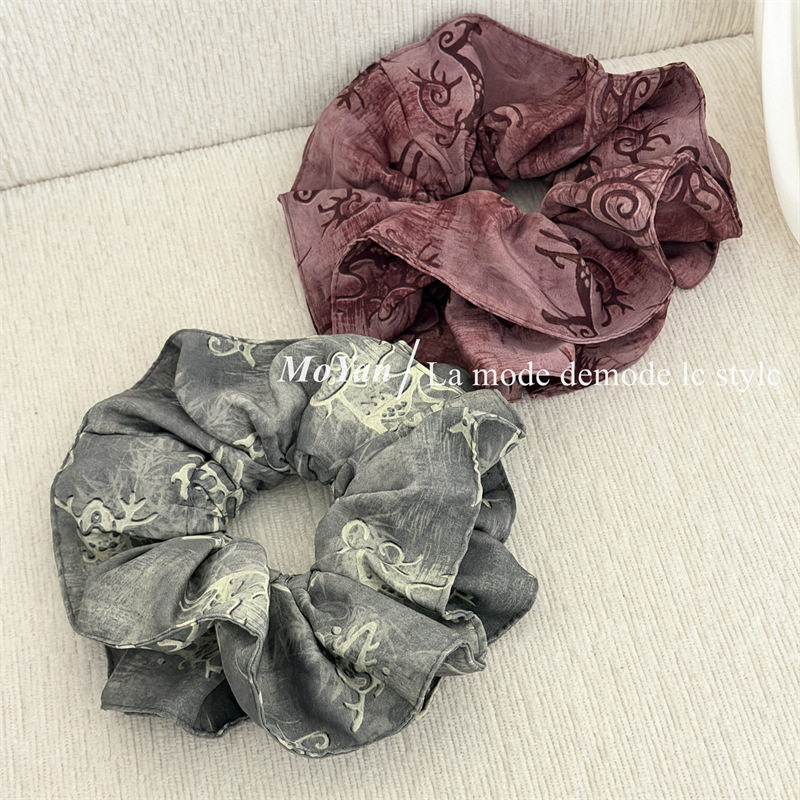 韩版复古花纹布艺大肠发圈女高级感马尾扎头绳网红气质发绳绑头花,饰品/流行首饰/时尚饰品新,发饰,淘宝优惠券,粉丝福利购,淘宝优惠卷