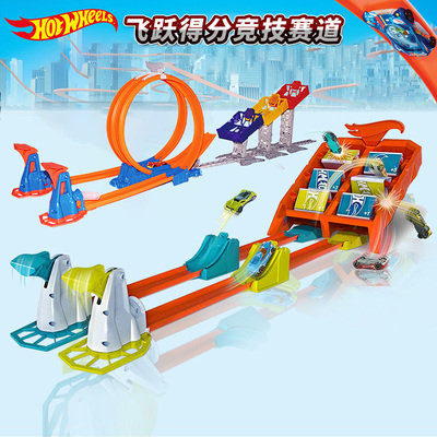 美泰风火轮轨道火辣小跑车双人竞技手动电动赛道合金男孩玩具赛车