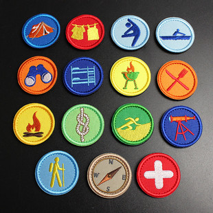 美国童子军徽章 奖励鼓励士章 迷你帽贴 直径4厘米布贴 背包贴