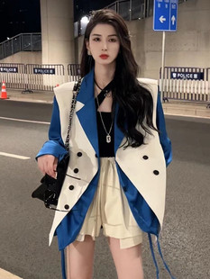 百搭气质衬衫 高级感韩版 女秋设计感不规则坎肩休闲马甲减龄三件套