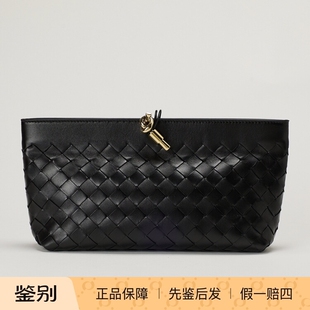 BV手拿包 黑色羊皮编织女包 Bottega Veneta葆蝶家2026秋款
