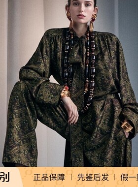蝴蝶结领连衣裙 长款衬衫 印花真丝 Saint Laurent YSL圣罗兰2025