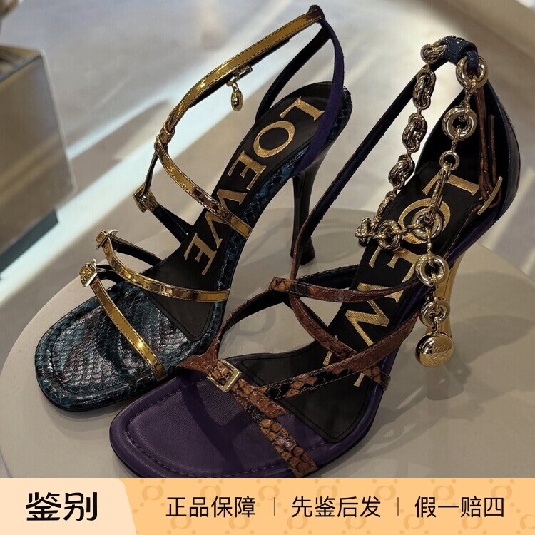 细高跟凉鞋 AB鞋 Loewe罗意威 2026春夏新款女鞋金色真皮