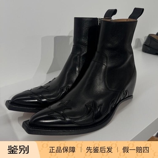 尖头坡跟高跟短筒靴子 刺绣女鞋 MAISON MARGIELA 2026秋冬新款