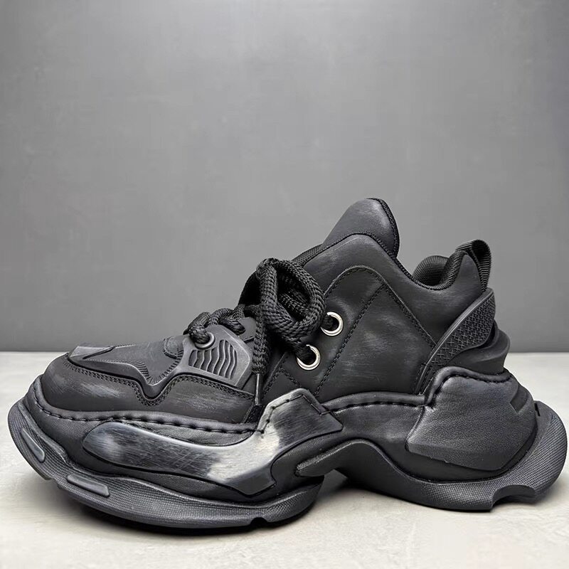 美式复古潮流个性街头老爹鞋潮真皮新款小众户外休闲做旧厚底男鞋