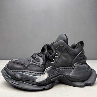 小众户外休闲做旧厚底男鞋 美式 潮真皮新款 街头老爹鞋 复古潮流个性