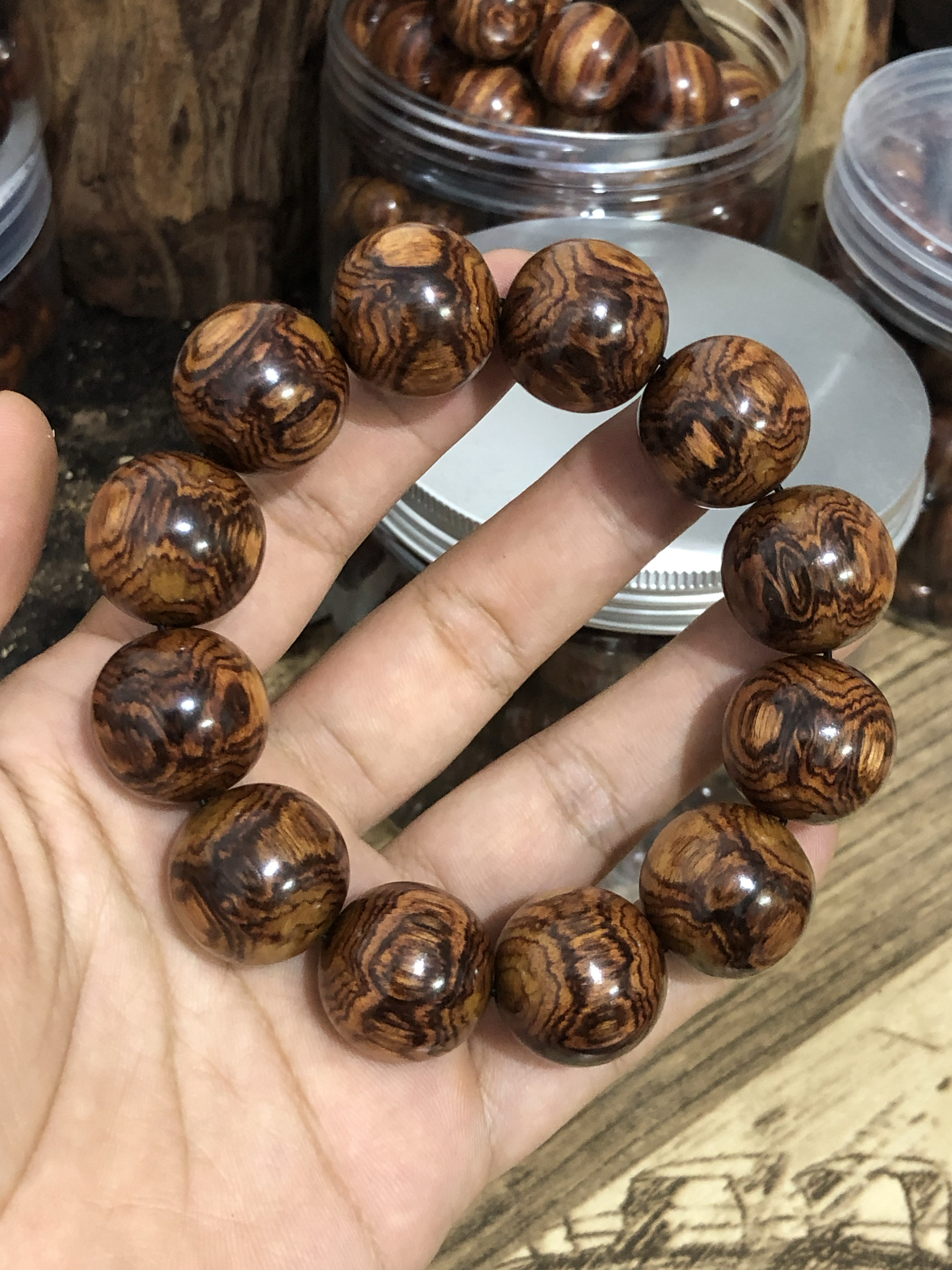 海南黄花梨油梨2.0蜘蛛鬼脸纹大黑线满纹实拍精品文玩手串佛珠