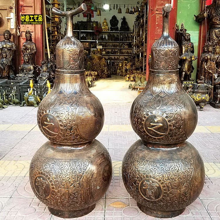 铜器纯铜八卦葫芦镇宅之宝铜葫芦招财进宝葫芦摆件招财家居风水