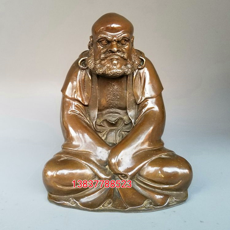 纯铜达摩祖师佛像沉思禅意家居禅宗始祖菩提达摩铜像铜雕定做