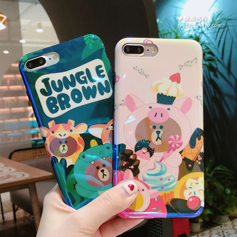 ¿É°®º«¹úСÐÜÆ»¹ûX¿¨Í¨ÊÖ»ú¿Çiphone7plusÀ¶¹âÈí¿Ç6/6s/8È«°üÅ®¿î
