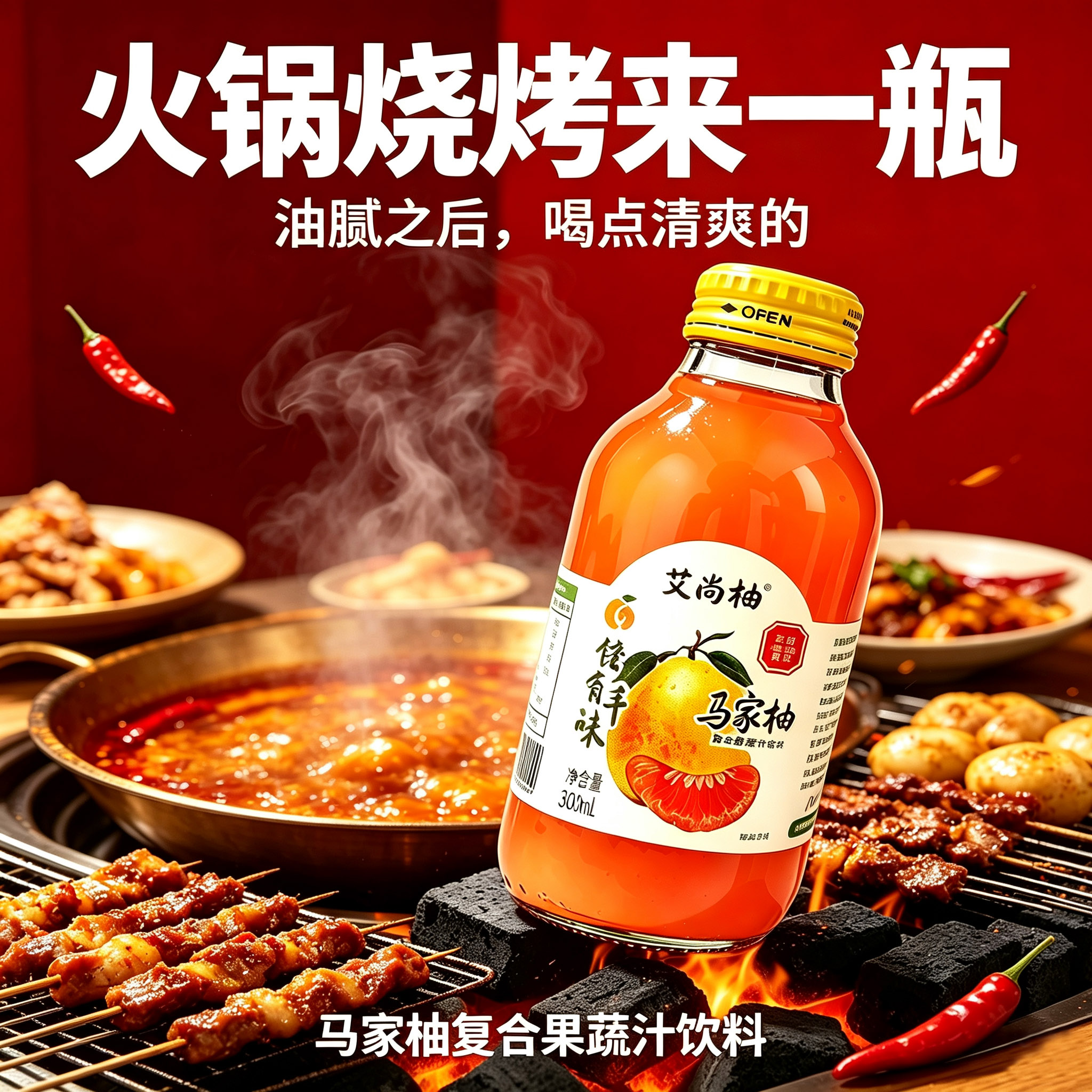果味饮料艾尚柚马家300ml
