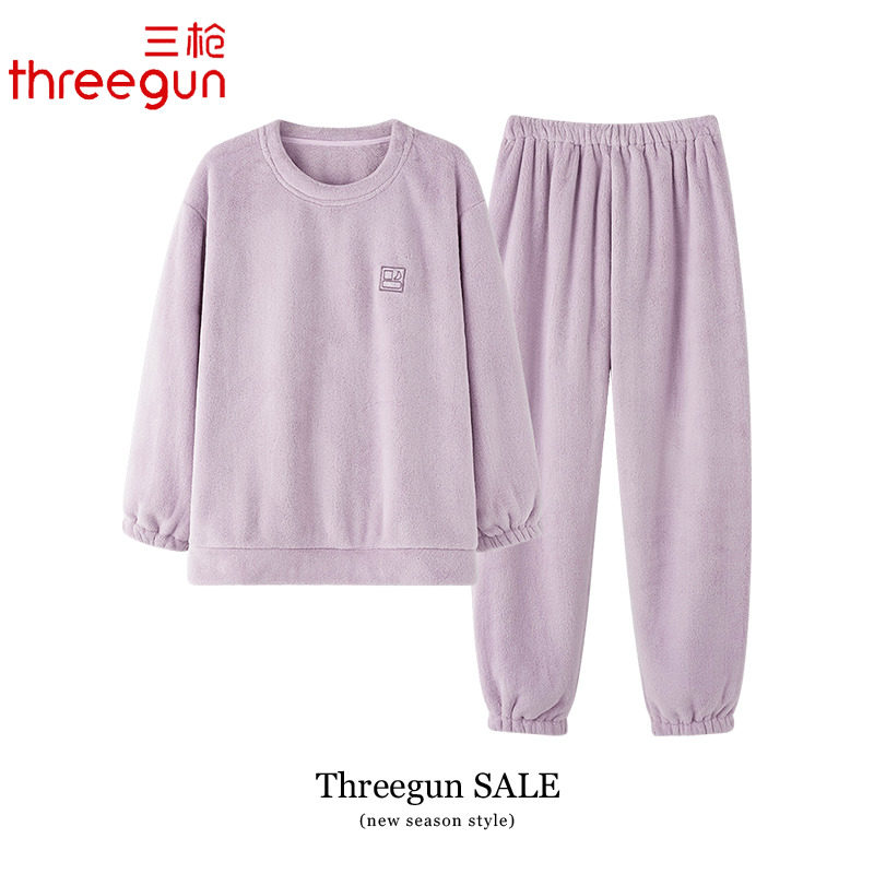 三枪女士睡衣秋冬款珊瑚绒加厚保暖长袖家居服法兰绒冬季加绒套装,女士内衣/男士内衣/家居服,睡衣/家居服套装,淘宝优惠券,粉丝福利购,淘宝优惠卷