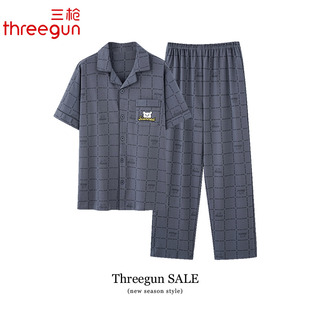 三枪2025新款睡衣男士夏季纯棉短袖长裤夏天开衫男款家居服套装