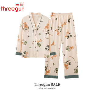 家居服可外穿全棉甜美和服套装 三枪睡衣女春秋款 时尚 纯棉长袖 秋季