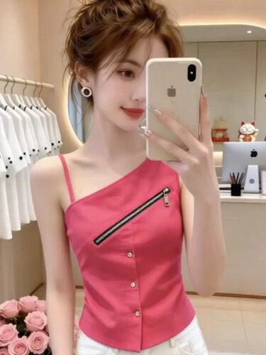 韩系漂亮设计感无袖背心女2026夏季新款绝美外穿显瘦美背短款上衣