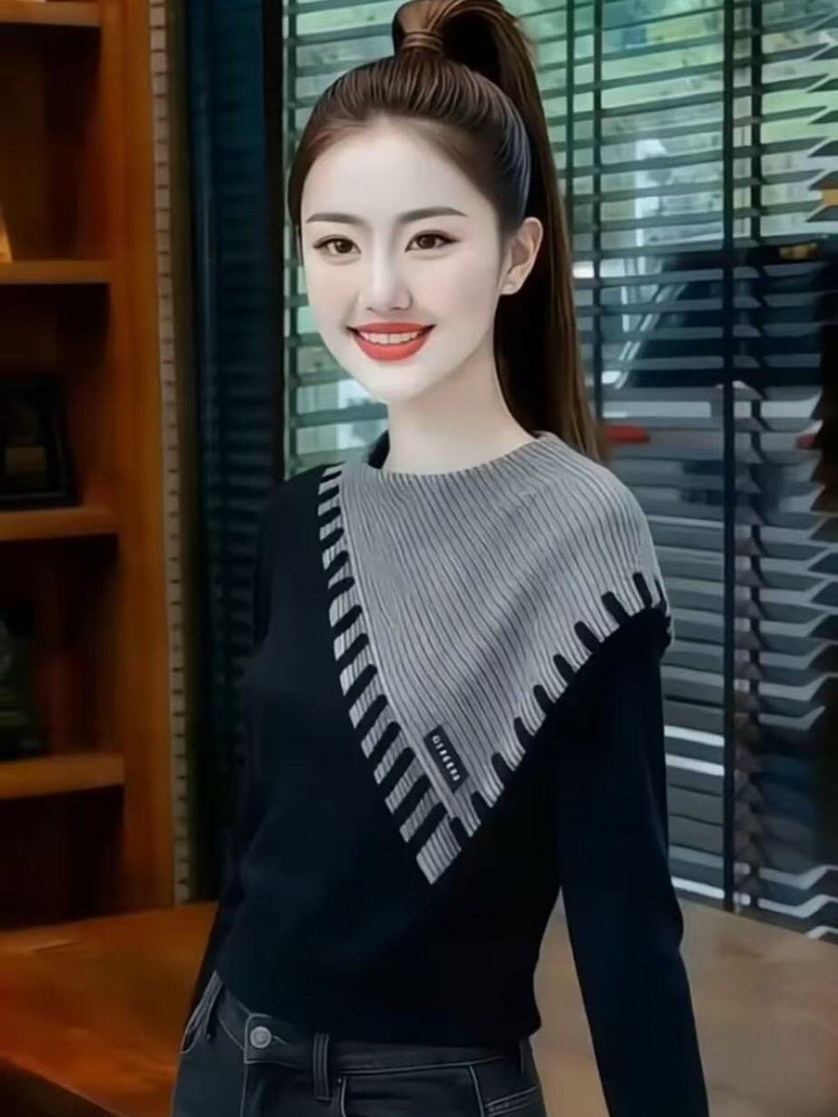 秋冬慵懒风假两件撞色拼接上衣女高级设计感小众百搭加绒长袖小衫,女装/女士精品,衬衫,淘宝优惠券,粉丝福利购,淘宝优惠卷