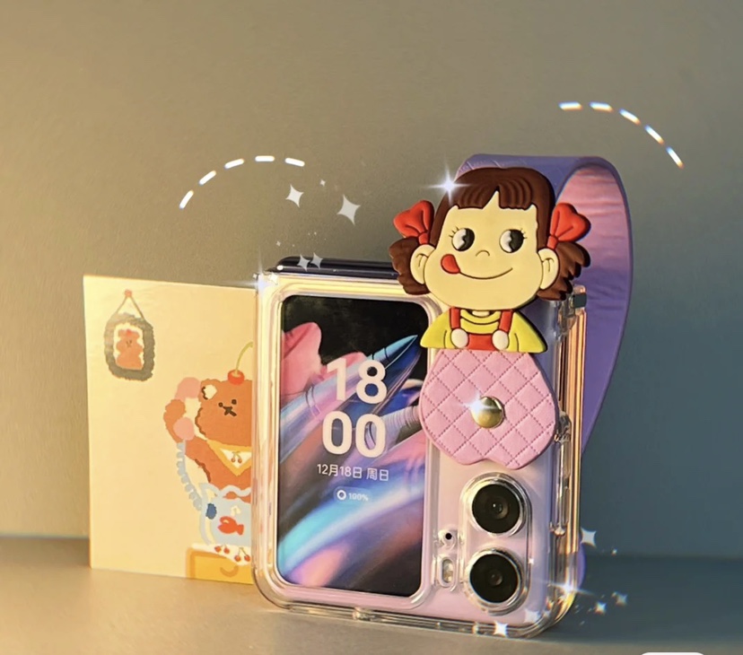牛奶妹腕带适用于oppo find n2 flip手机壳卡通可爱透明软壳防摔保护套创意少女新款折叠屏个性定制小清新