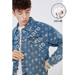 [纯棉]Navigare意大利小帆船蓝色牛仔服外套男春季宽松夹克牛仔衣