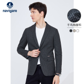黑色西服正装 新款 男 外套秋季 Navigare意大利小帆船商务千鸟格西装