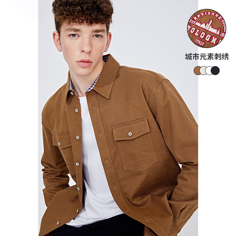 Navigare意大利小帆船春季新款休闲衬衫男长袖潮牌刺绣衬衣外套,男装,衬衫,淘宝优惠券,粉丝福利购,淘宝优惠卷