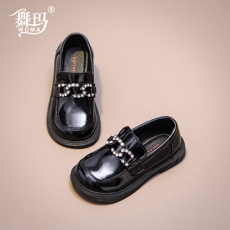 舞玛女童春秋季真皮公主软底皮鞋