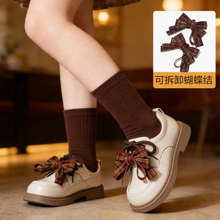 女童鞋子儿童皮鞋2026新款春季乐福鞋英伦风蝴蝶结公主学院风单鞋