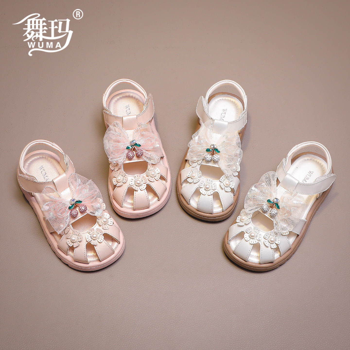 女童凉鞋2026新款夏季小女孩包头软底防滑儿童樱桃花朵公主沙滩鞋