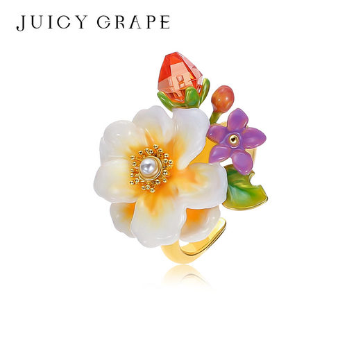 JuicyGrape茉莉花珐琅开口戒指