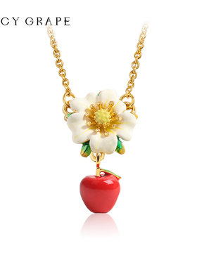 JuicyGrape红色苹果花朵项链