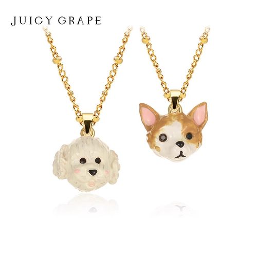 juicygrape珐琅可爱小狗小猫项链