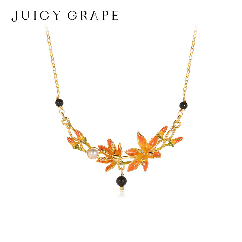 Juicy Grape原创设计射干花项链女春夏款法式轻奢锁骨链生日礼物